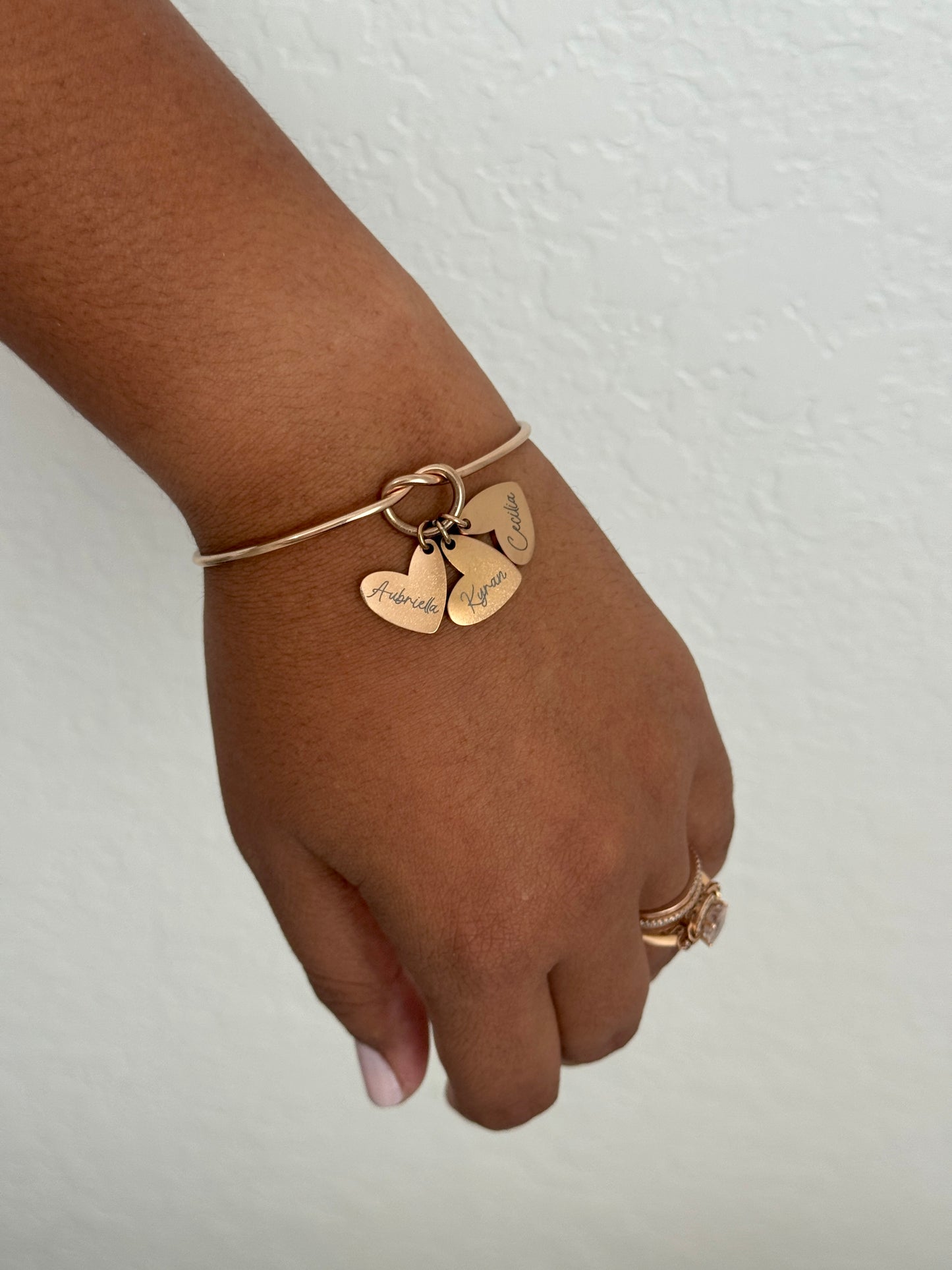 Personalized Heart Charm Bangle Bracelet