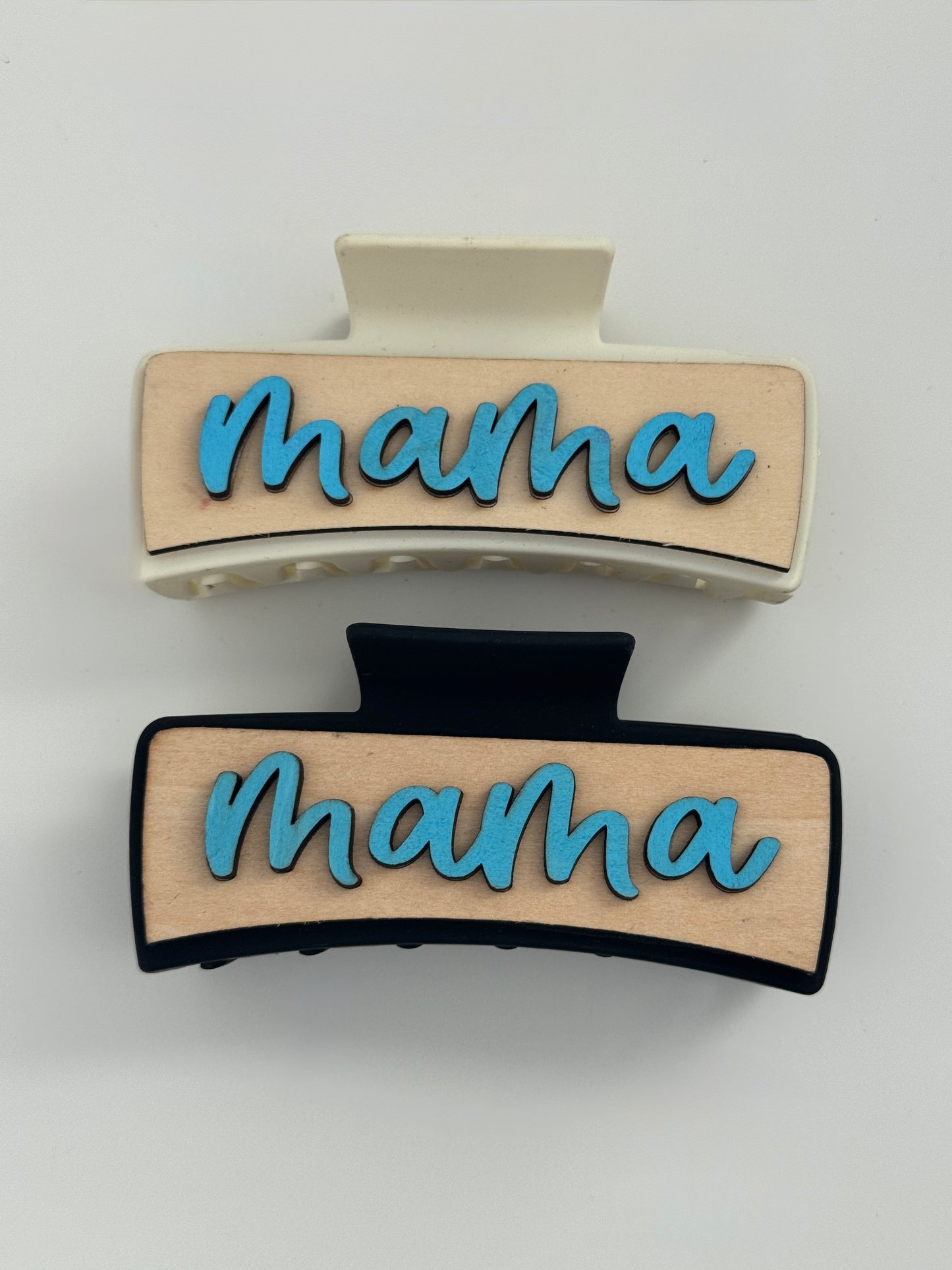 Blue Mama Wood Plate Claw Clip