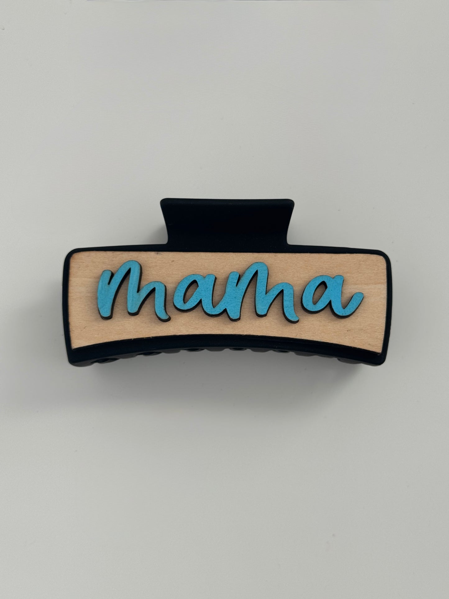 Blue Mama Wood Plate Claw Clip