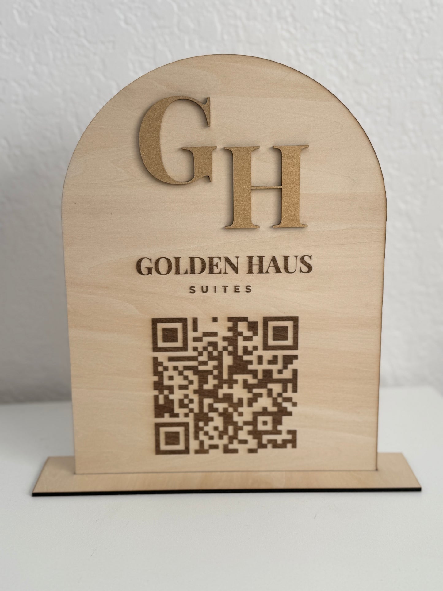 Custom Wood Business QR Code Sign