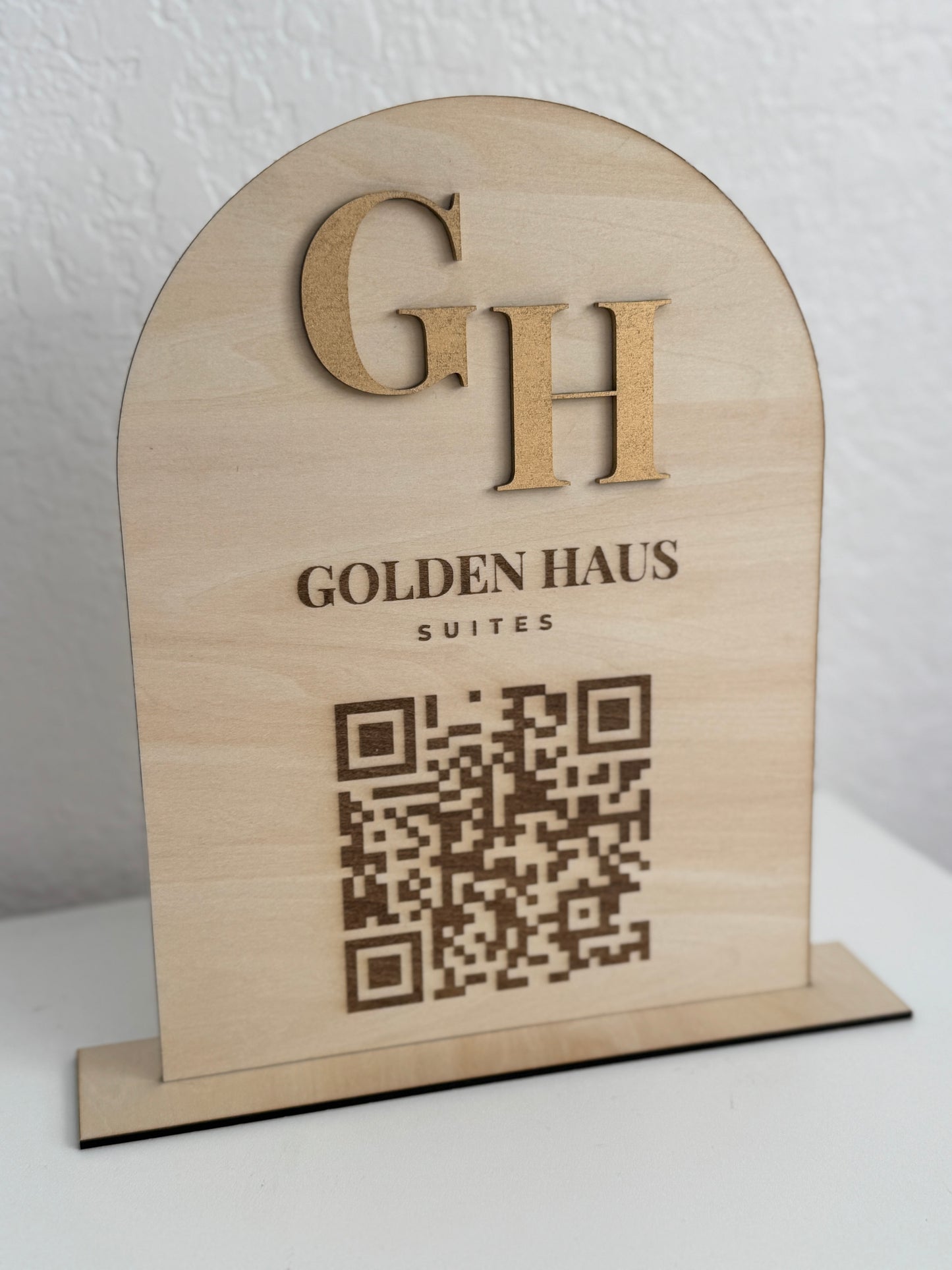 Custom Wood Business QR Code Sign